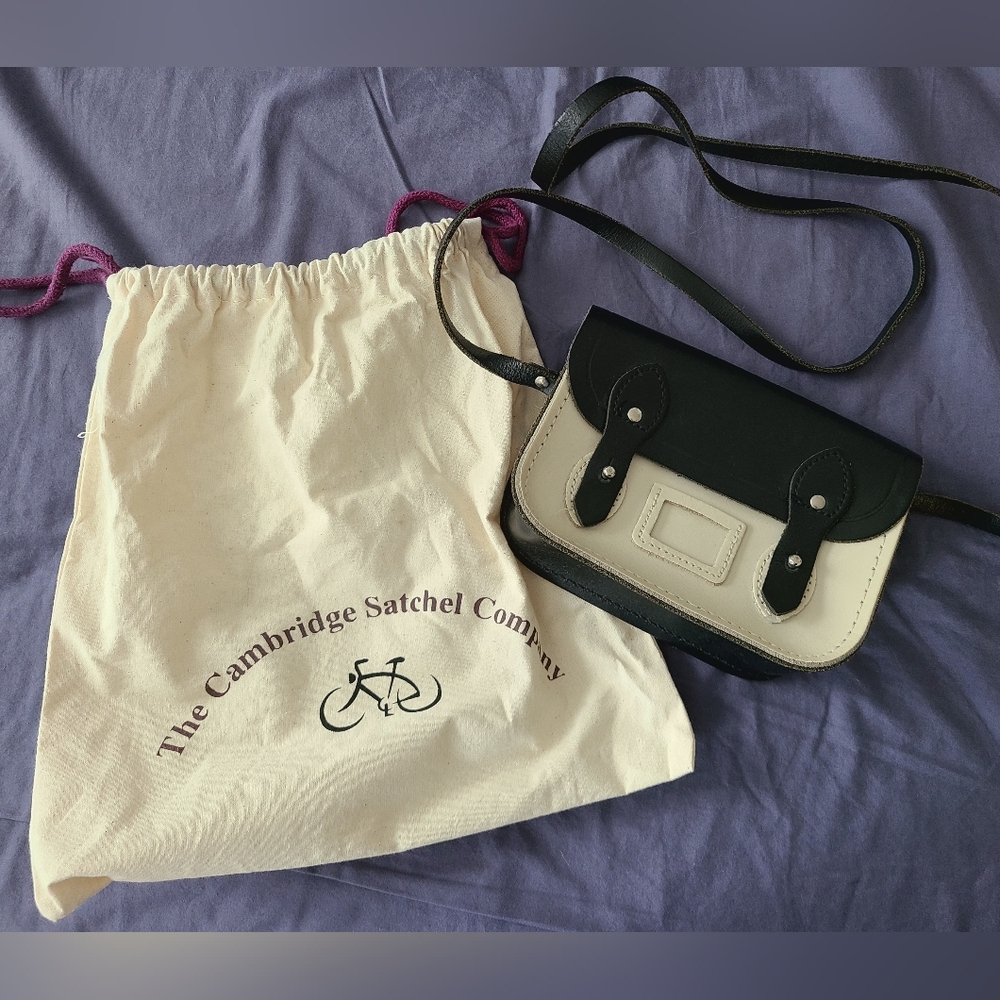 The Cambridge Satchel Company Black and Cream Crossbody Bag EUC
